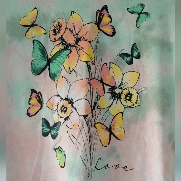 Rebellious One Pastel Butterfly Floral Tee - Picture 3 of 9